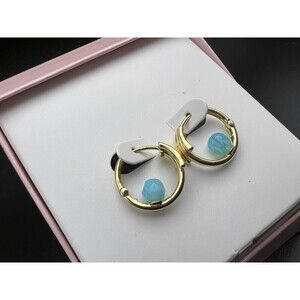 Gold and Aquamarine Hoop Earrings